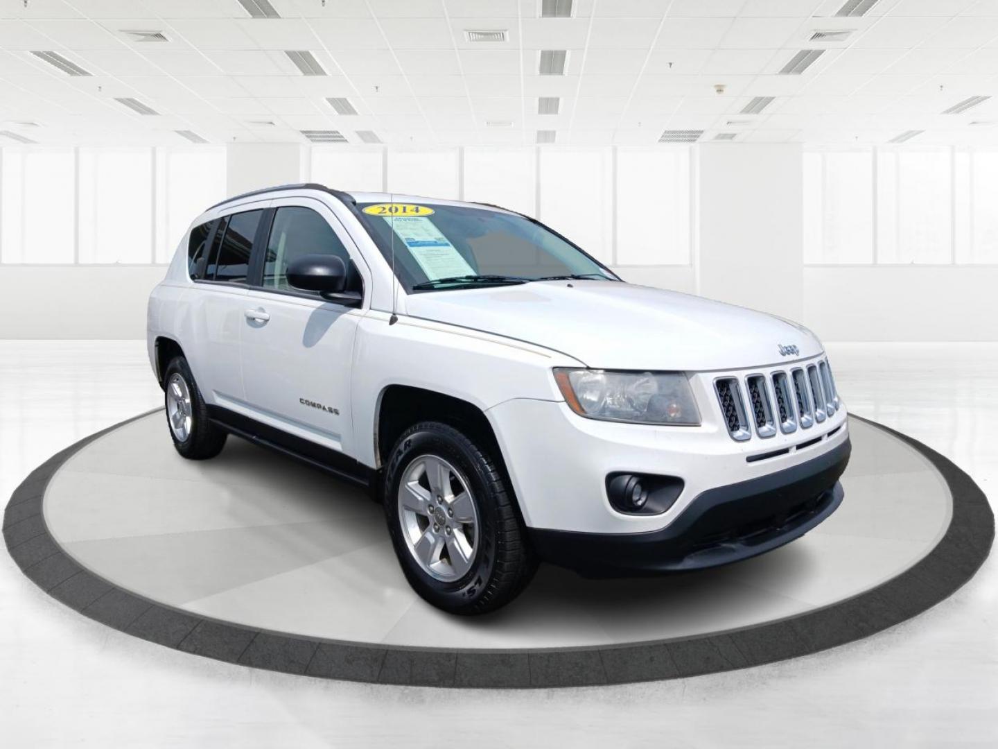 2014 Bright White Clearcoat Jeep Compass Sport FWD (1C4NJCBA9ED) with an 2.0L L4 DOHC 16V engine, located at 401 Woodman Dr, Riverside, OH, 45431, (937) 908-9800, 39.760899, -84.123421 - Photo#0